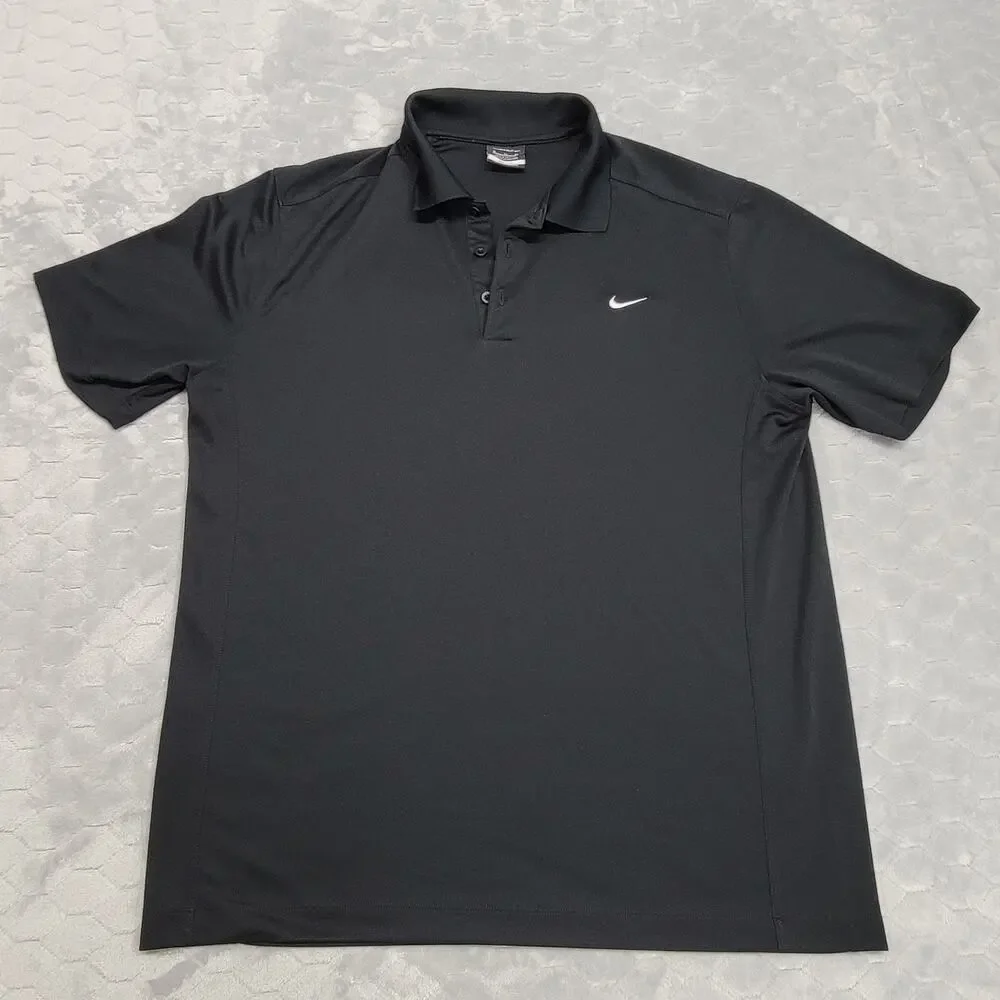 Nike Golf Dri-Fit Polo Shirt Mens XL Black Short Sleeve Embroidered Swoosh
